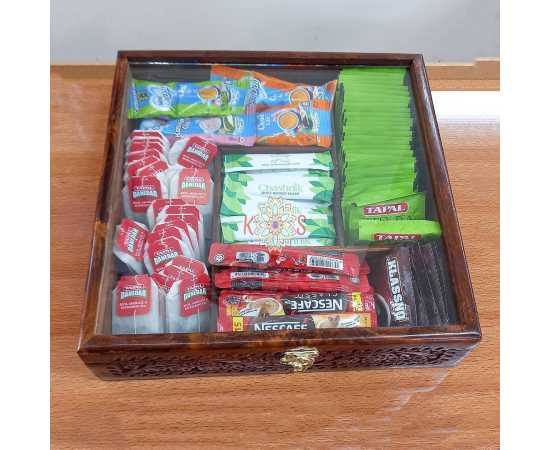 Handmade Wooden Box With Carving Work - 12 X 12