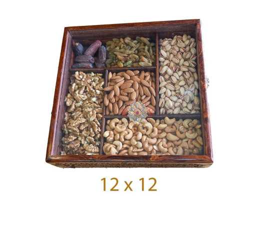 Handmade Wooden Box With Carving Work - 12 X 12
