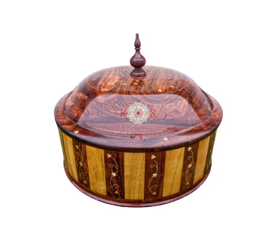 Wooden Hotpot With Steel Bowl And Brass Work