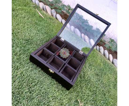 Spice Container Masala Box Rack With Wooden Spoon- 10 X 10