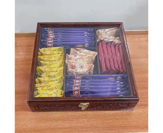Handmade Wooden Box With Carving Work - 12 X 12