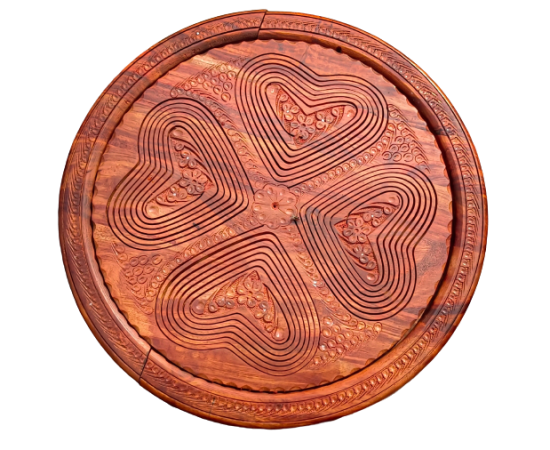 Wooden Hand Carved Dry Fruit Basket - 1 Piece