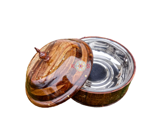 Hotpot With Steel Bowl And Brass Work - Brown