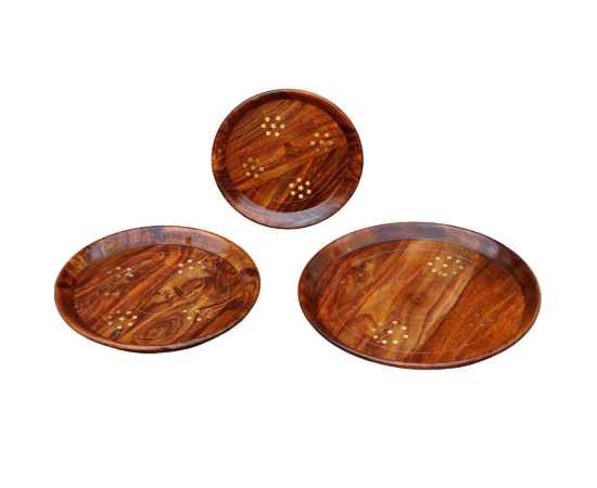 Different Sizes Wooden Serving Plate Set For Dinner - 1 Set