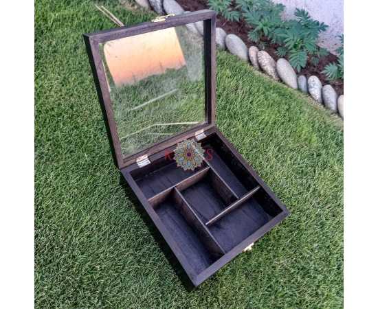 Handmade Wooden Box With Carving Work - 10 X 10