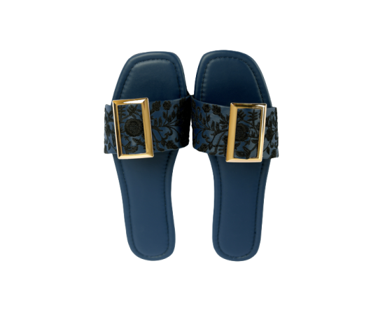 Comfortable Trendy Embraided Flat Slipper For Women - Blue - 1 Pair