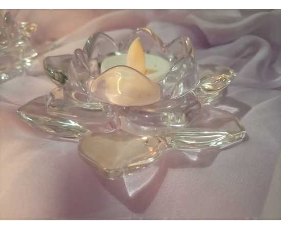 Crystal Glass Block Flower Candle Holders