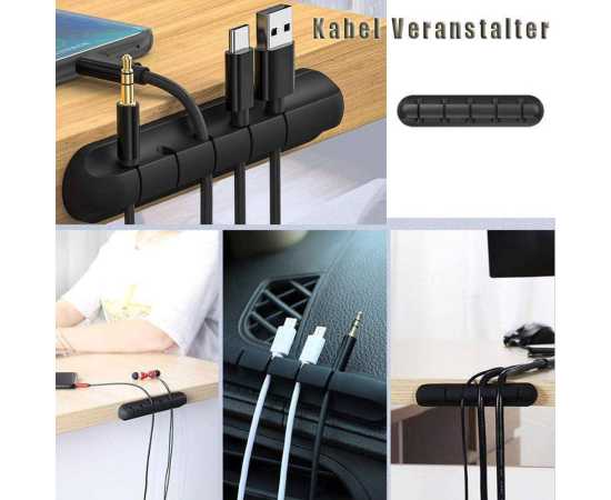 Universal 5 Holes Silicone Cable Clip Desktop Tidy Holder Wire Organizer