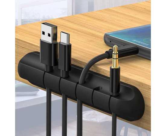 Universal 5 Holes Silicone Cable Clip Desktop Tidy Holder Wire Organizer