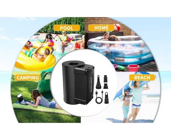 Pumteck Rechargeable Electric Air Pump With 4 Nozzle, For Inflatables - 4000mAh