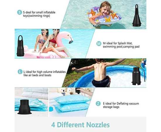 Pumteck Rechargeable Electric Air Pump With 4 Nozzle, For Inflatables - 4000mAh