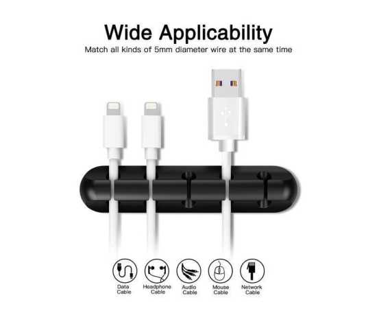 Universal 5 Holes Silicone Cable Clip Desktop Tidy Holder Wire Organizer