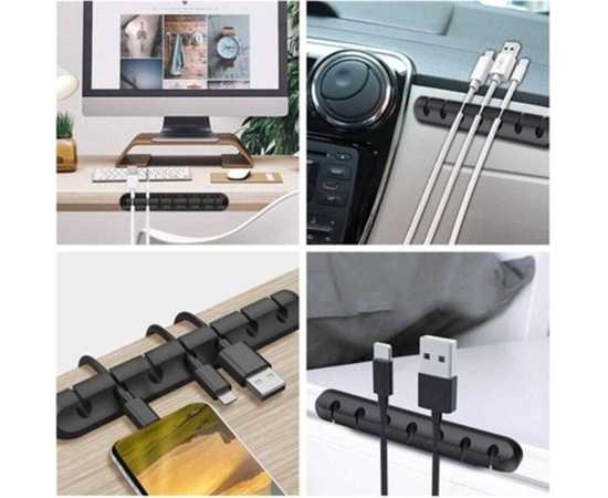 Universal 5 Holes Silicone Cable Clip Desktop Tidy Holder Wire Organizer