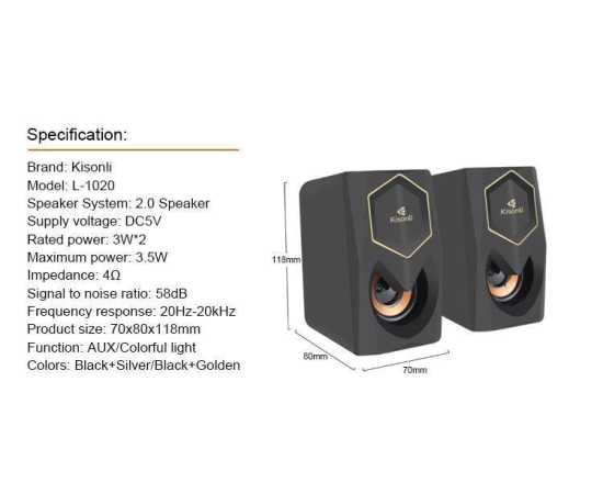 Kisonli Multimedia USB Bluetooth Loud Speaker - Black L-1020
