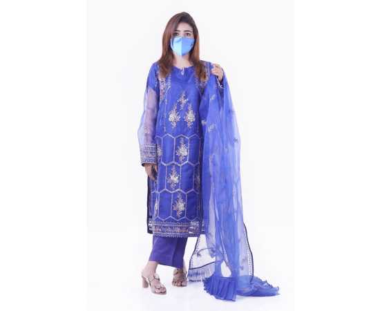 Organza Embroidered Stitched Luxury Formal Three Piece Suit - Purple - BAB19 Organza Embroidered Stitched Luxury Formal Three Piece Suit - Purple - BAB19