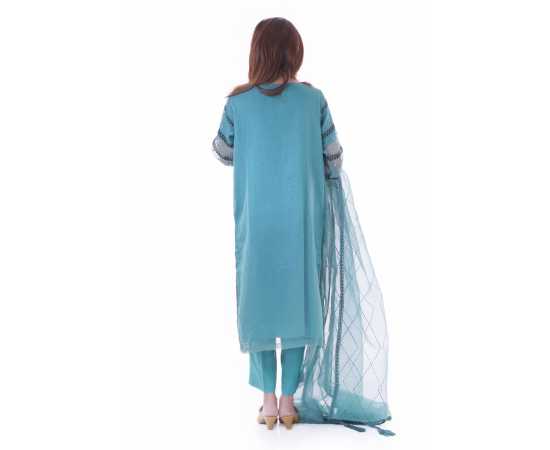 Organza Embroidered Stitched Luxury Formal Three Piece Suit - Sky Blue - BAB16 Organza Embroidered Stitched Luxury Formal Three Piece Suit - Sky Blue - BAB16