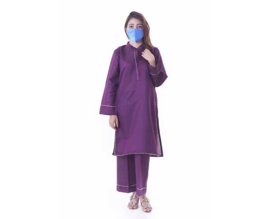 Embroidered Two Piece Suit Khadi Viscose Best for all season - Purple - BAB32 Embroidered Two Piece Suit Khadi Viscose Best for all season - Purple - BAB32