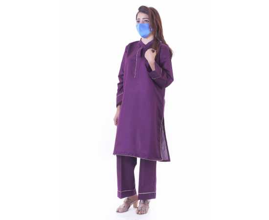 Embroidered Two Piece Suit Khadi Viscose Best for all season - Purple - BAB32 Embroidered Two Piece Suit Khadi Viscose Best for all season - Purple - BAB32