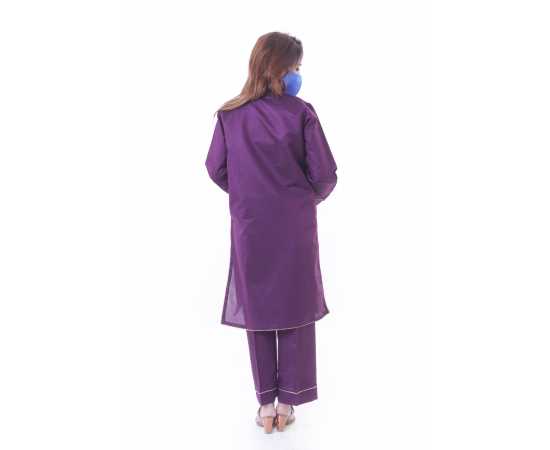 Embroidered Two Piece Suit Khadi Viscose Best for all season - Purple - BAB32 Embroidered Two Piece Suit Khadi Viscose Best for all season - Purple - BAB32