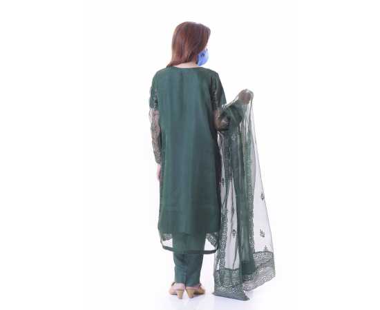 Organza Embroidered Stitched Luxury Formal Three Piece Suit - Green - BAB11 Organza Embroidered Stitched Luxury Formal Three Piece Suit - Green - BAB11