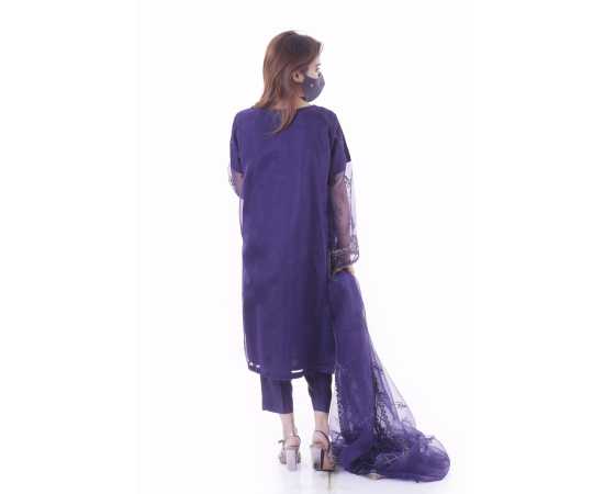 Organza Embroidered Stitched Luxury Formal Three Piece Suit - Purple - BAB15 Organza Embroidered Stitched Luxury Formal Three Piece Suit - Purple - BAB15