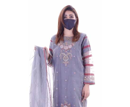 Organza Embroidered Stitched Luxury Formal Three Piece Suit - Light Purple - BAB17 Organza Embroidered Stitched Luxury Formal Three Piece Suit - Light Purple - BAB17