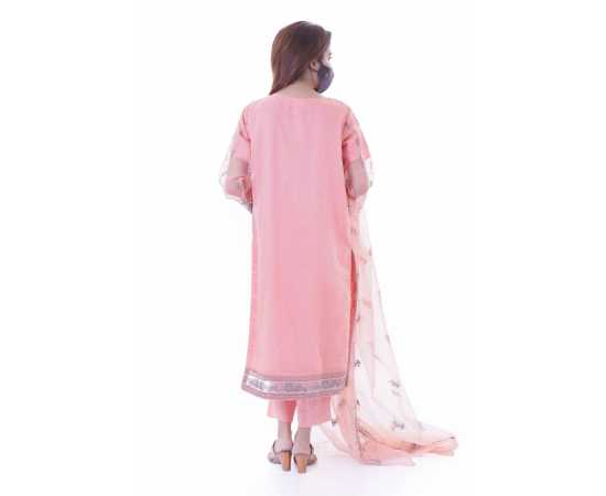 Organza Embroidered Stitched Luxury Formal Three Piece Suit - Light Pink - BAB18 Organza Embroidered Stitched Luxury Formal Three Piece Suit - Light Pink - BAB18