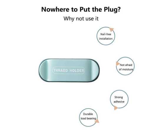 Wall Mounted Punch Free Adhesive Plug Cable Wire Socket Holder - 4 Pieces