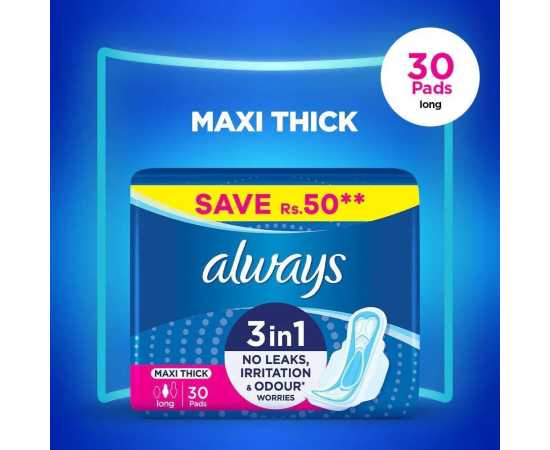 Always Maxi Thick Pads, 30-Pack