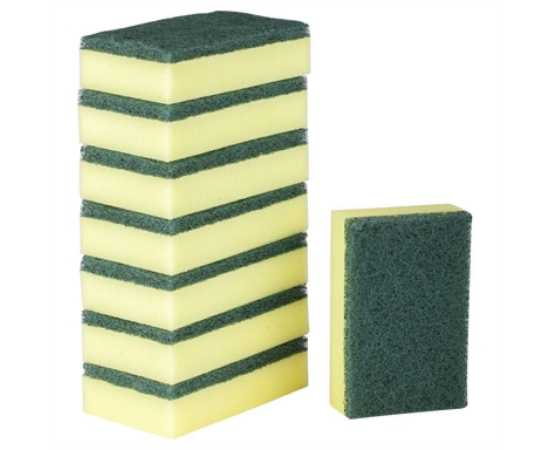 Set Of 3 - Faced Sponge Scouring Pads Dish Washing Scrub