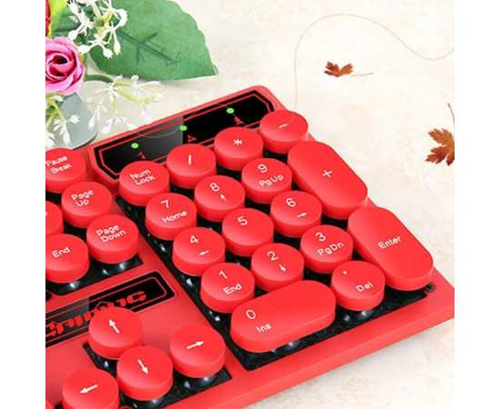 V8 Round Keycaps Wired Keyboard Computer