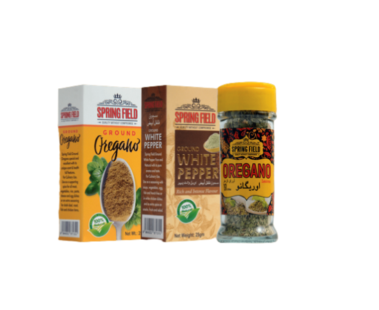 Pack of 3 - Spring Field Ground Oregano Ground White Pepper