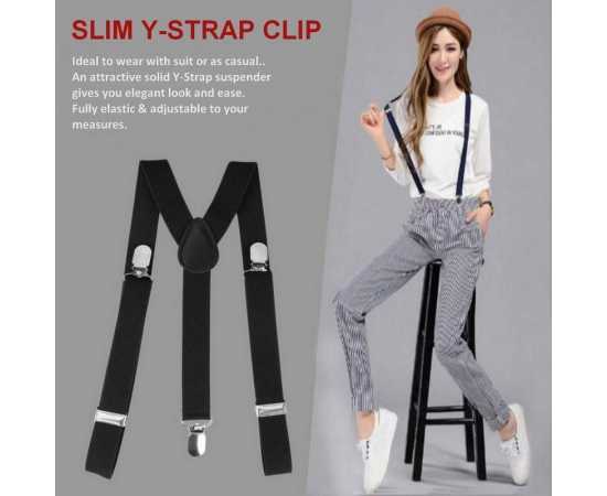 Adjustable Slim Strip Elastic Y Back Suspender 3 Clip Belt For Women
