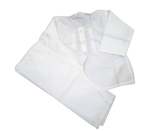 Embroidered White Kurta Pajama For Born - Age Born To 6 Months
