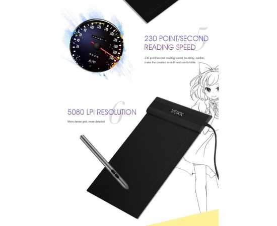 S640 Digital Graphic Tablet For Drawing & Writing - Black