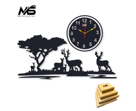 Wall Clock 3D Jungle style 35x22 inches Wooden Watch  Design Decoration Quartz Numeric