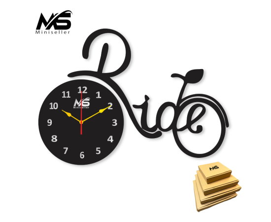 Ride bicycle Wall Clock 3D 29x21 inch Wooden Watch