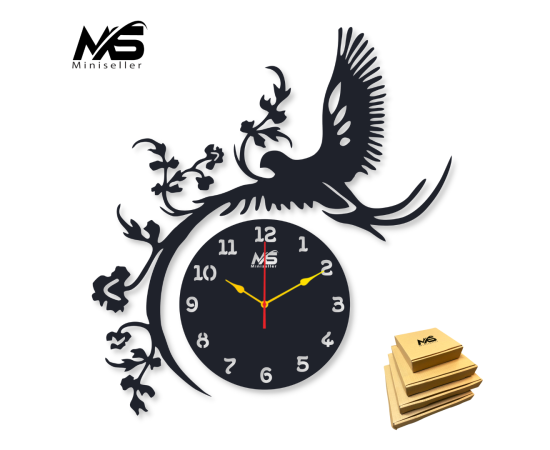 Wall Clock 3D Bird style 30x25 inch Wooden Watch Design Decoration Quartz Numeric