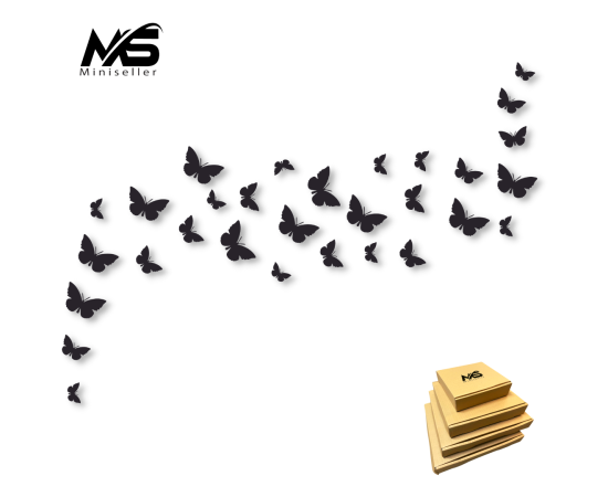 Pack of 30 Wooden butterflies Design Decoration For Home Decor Living Room And Offices And For Gifts - Black