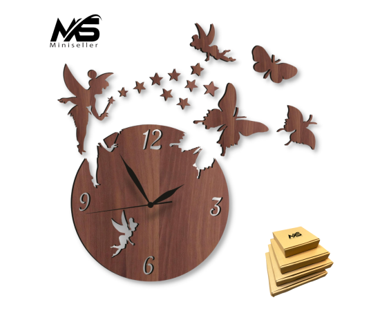 Wooden Fairy Clock 12 ; 12 diameter wall clock in Pakistan