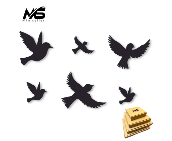 Pack of 6 sparrow 18x11 inches acrylic wood For Home Decor Living Room And Offices And For Gift