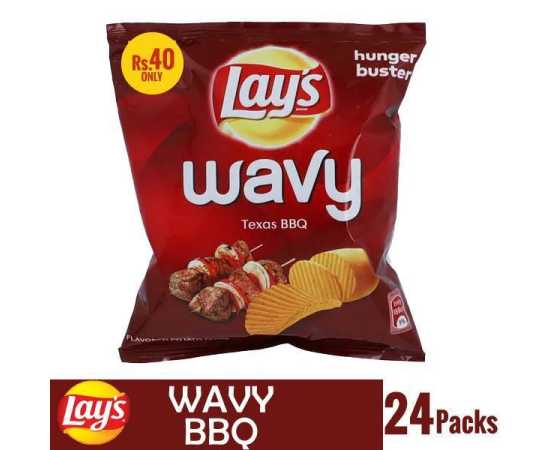Lay's Wavy Bbq Potato Chips - 24 Packets