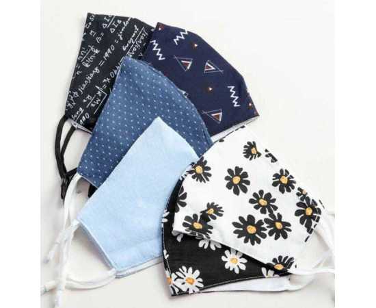 Pack of 5 Multi Colors Printed Face Masks