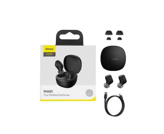 Baseus Ngwm01 Encok Twin Wireless Earbuds With Charging Dock - Black