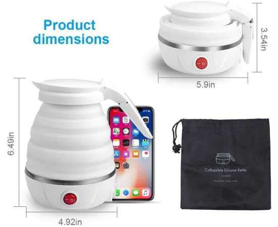 Food Grade Silicon Foldable Electric Kettle For Kitchen - White