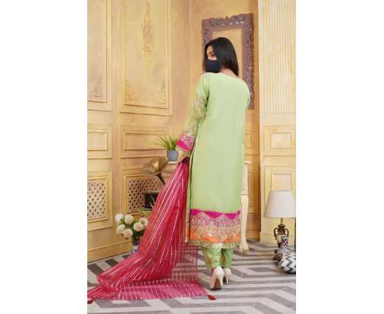 Organza Embroidered Stitched Luxury Formal 3 PCS Suit For Women - Sea GreenOrganza Embroidered Stitched Luxury Formal 3 PCS Suit For Women - Sea Green