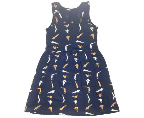 Printed Frocks For Girls - Dark Blue Printed Frocks For Girls - Dark Blue