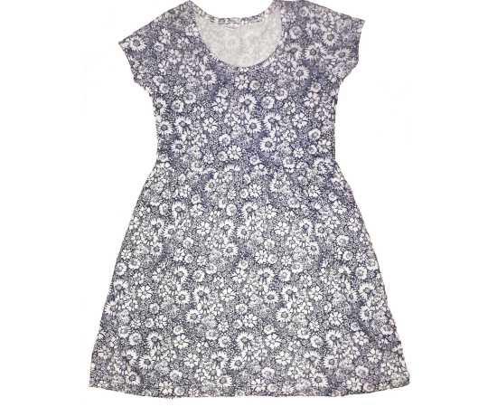 Printed Frocks For Girls - White & Blue Printed Frocks For Girls - White & Blue