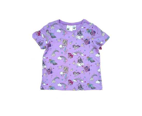 H & M Cotton Fabric Printed T-Shirt - Purple