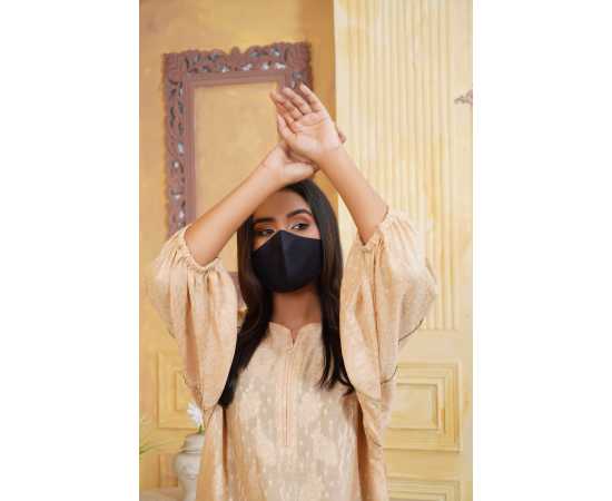 Jacquard Stitched Luxury Formal 2 PCS Suit For Women - Skin Color